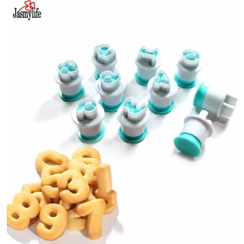 10PCS/SET Numbers Cookie Cutter Plastic Sugarcraft Mould DIY Baking Fondant Biscuit Mold Cupcake Pastry Cake Decorating Tools