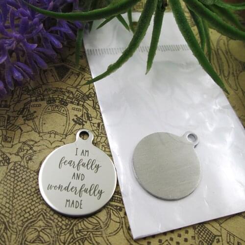 20pcs--"I am Fearfully and Wonderfully Made"stainless steel charms 5 styles for choosing DIY Charms for necklace bracelets