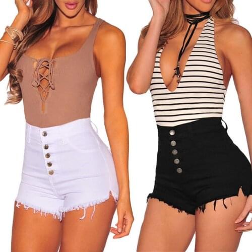 2020 Women Shorts High Waist Single Breasted Button Decorated Street Style Fashion Solid Color Clothing