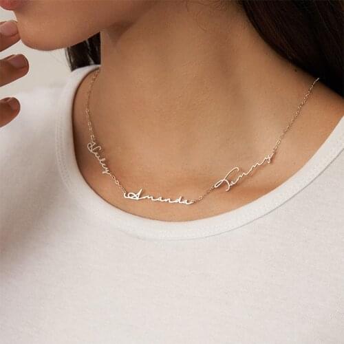 2021 new custom fashion simple stainless steel multiple name necklace personalized letter necklace pendant ladies jewelry gift