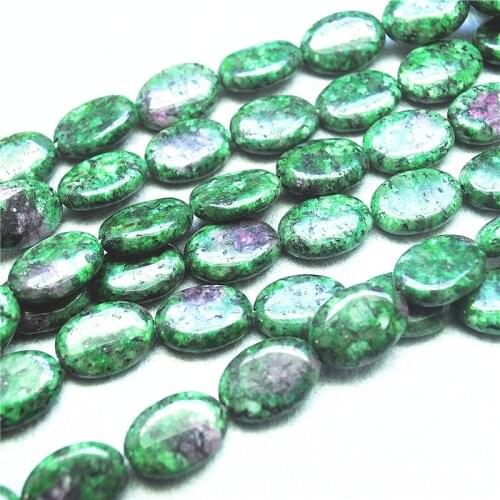 22PCS New Green Epidote Beads Accessories Oval Shape Size 13X18MM Stone Strings For Women Bracelets Making DIY Faster Ships