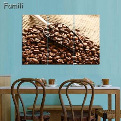 3Picture Canvas Painting Coffee background Print Painting On Canvas Wall Art Picture Kitchen Home Decoration Unframed