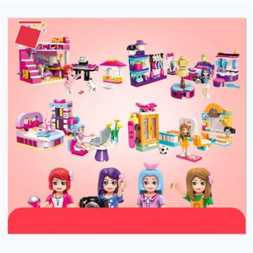 483pcs Enlightenment 4101 Four Bedroom Sets Princess Shirley Girl Small Assembled Building Block Toy Gifts