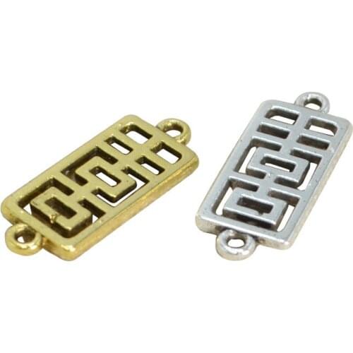 50 PCS 8*20mm The Chinese Character For Happiness Metal Alloy Connector Charms For DIY Jewelry Making