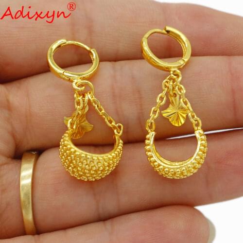 Adixyn Drop Earrings for Women Dubai Gold Color Copper Earrings African Jewelry Party korean fashion Gifts N081810