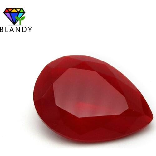 Free Shipping Red Glass Beads 3x5~13x18mm Red Oval Cut Synthetic Glass Gems Stone