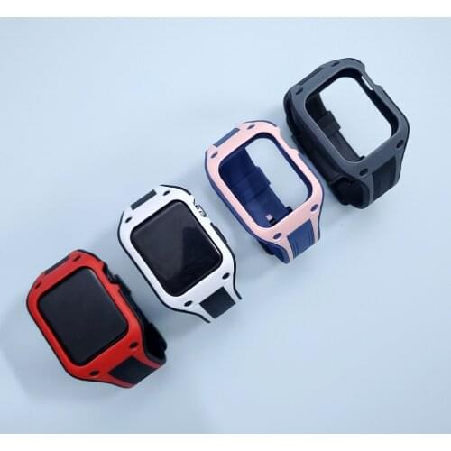 New Design TPU Case with Silicone Strap Band for iWatch 42mm WristBand Bracelet For Apple Watch Series 5 4 44mm Watchband correa
