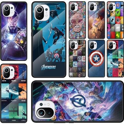 Avengers Marvel Tempered Glass Cover For Xiaomi Mi 11 Ultra 11i 10T Note 10 CC9 CC9E 9T Lite Pro Phone Case Coque