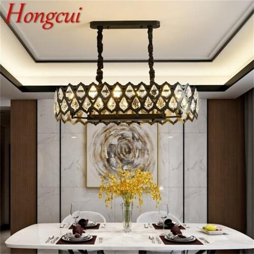Hongcui Black Chandelier Rectangle Fixtures Modern Creative Branch Crystal Pendant Lamp Light Home LED for Decoration