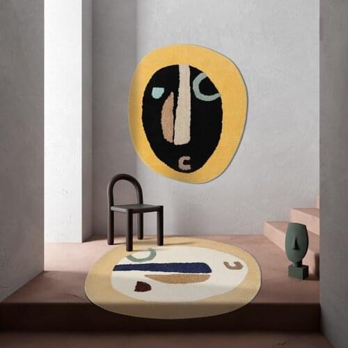 Post modern self portrait decoration rug,100*117cm INS popular Nordic style home collection carpet