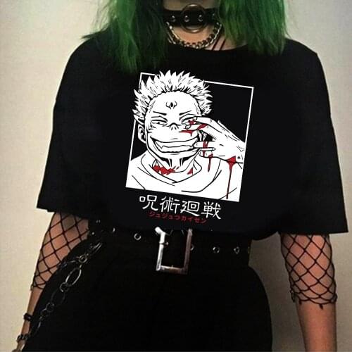 Anime Jujutsu Kaisen Sukuna Printed Round Neck T-shirt Tops Unisex Tops