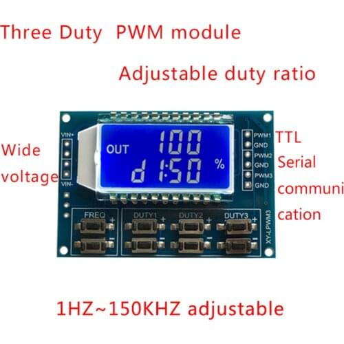 Signal Generator PWM Pulse Frequency Duty Cycle Adjustable Module LCD Display 1Hz-150Khz 3.3V-30V 3 Channel