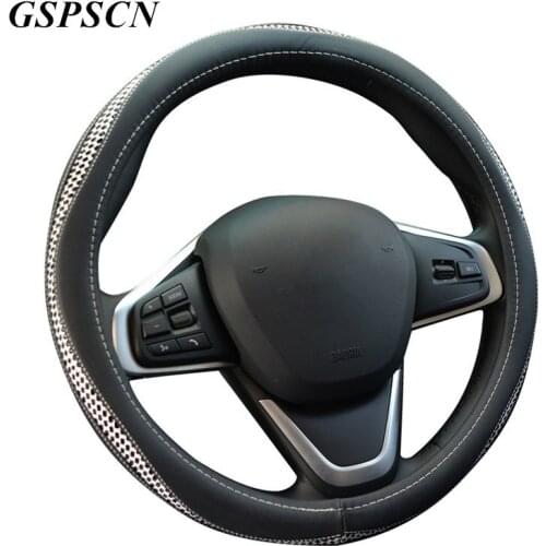 GSPSCN Microfiber Leather Universal Car Steering-wheel Cover 38CM Auto Steering Wheel Covers Fashion Sequins Design Anti-Slip