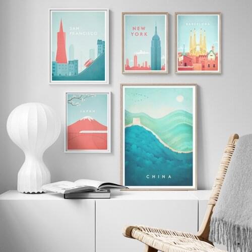 Spain Rome Attractions Canvas Painting Murals Prints Living Room Pictures Home Decoration World Famous Travel Village City Poste