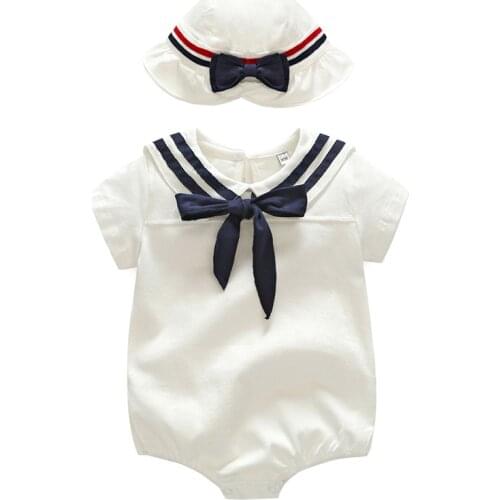 Navy wind summer triangle bag fart clothing infant short-sleeved cotton garment neonatal climb out