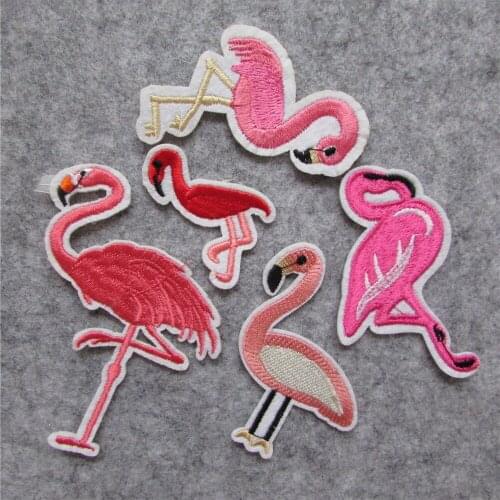 Fashion hot sale flamingo Embroidered Iron on Patches for Clothing DIY Motif Stripes Clothes Stickers Custom C855-C5398