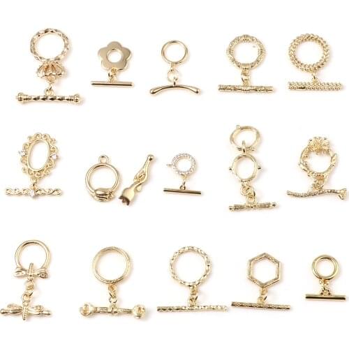 Copper Toggle Clasps Gold Color Metal Connector Handmade DIY Making Bracelets Necklace Women Jewelry Charms Findings,1Piece