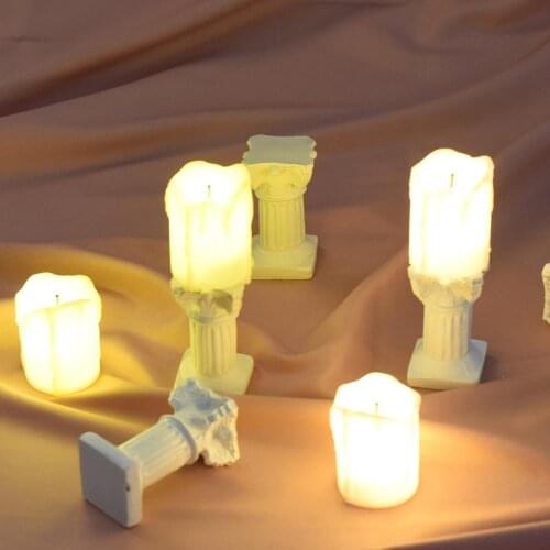 Mini Photography Items Simulation Roman Columns Glowing Electronic Candle Photo Background Decoration Shooting Props Fotografia
