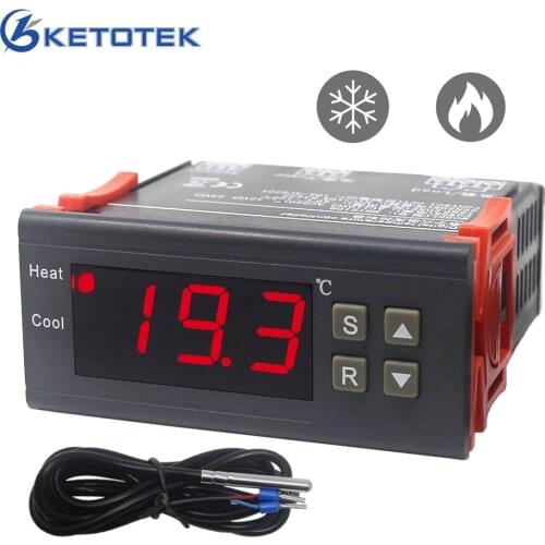 AC 220V/10A Mini Temperature Controller -40~120C Thermostat Regulator with Heating Cooling Control