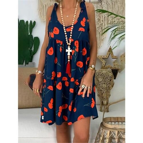 New fashion woman dress casual large size printed dress wild sleeveless dress