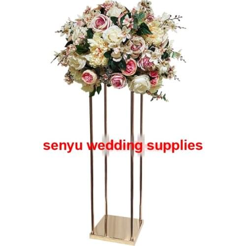 New style Gold Iron Flower Stand Centerpiece Wedding Decoration Floor Vases 80 cm tall Display Rack senyu0152