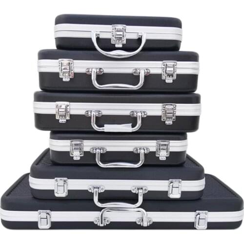 Portable Plastic Aluminum Alloy ToolBox Suitcase Impact Resistant Safety Instrument Case Storage Box with Sponge Lining