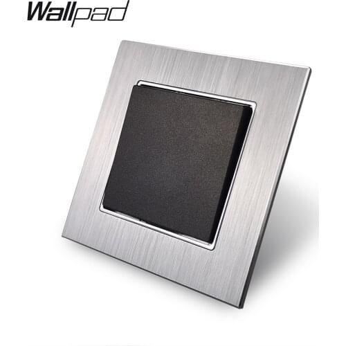 EU Metal 1 Gang Intermediate Switch with Claws Wallpad 110-250V Silver Satin Schuko 3 Way Control Aluminium Light Switch