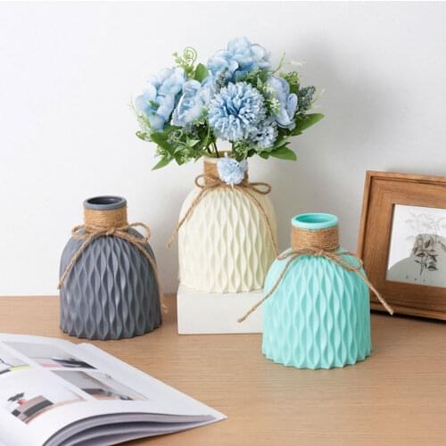Simplicity Plastic Vase Modern Imitation Ceramic Flower Vases European Unbreakable Nordic Home Wedding Decorations Pot