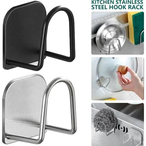 Stainless Steel Sponges Holder Self Adhesive Sink Organiser Rustproof and Waterproof Sink Storage Holder Drying Rack