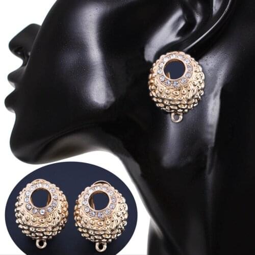 Earrings Post with Loop Connector Paved Rhinestone Hollow Metal Chile African Women Wedding Earrings Findings DIY Jewelry Making