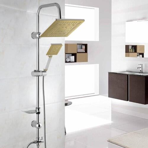 Vilas Laura Gold Cromeshower faucet set rainfall shower head bathtub mixer faucet tap bathroom stainless shower adjustable show