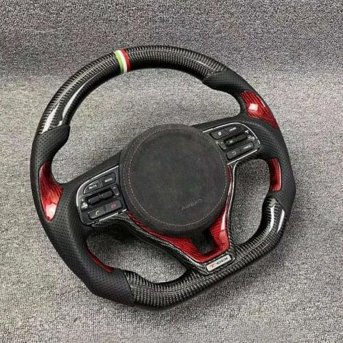 Cuatomized Real Carbon Fiber Sports Steering Wheel Alcantara Leather compatible for KIA Niro 2016-2020