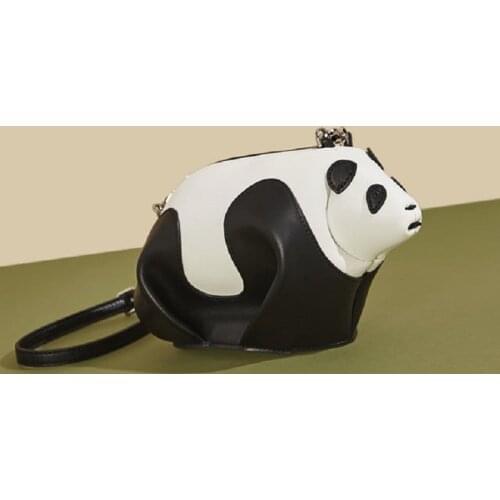 Genuine Leather Handmade Panda Shaped Crossbody Bag Cute Elephant Shaped Clutch Coin Purse Women Mini Shoulder Bag