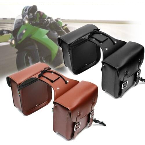 New Motorcycle Synthetic Leather Saddle Bag Luggage Brown Side Toolbox for Honda Yamaha Suzuki Harley Sportster XL 883 XL1200