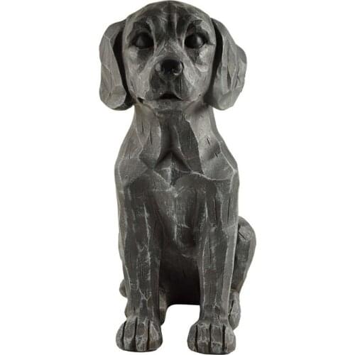 Dark Brown Retriever Statue Retro Detail Sculpture PolyResin Dog Figurine for Garden Hand Painted Home Decor Accessories