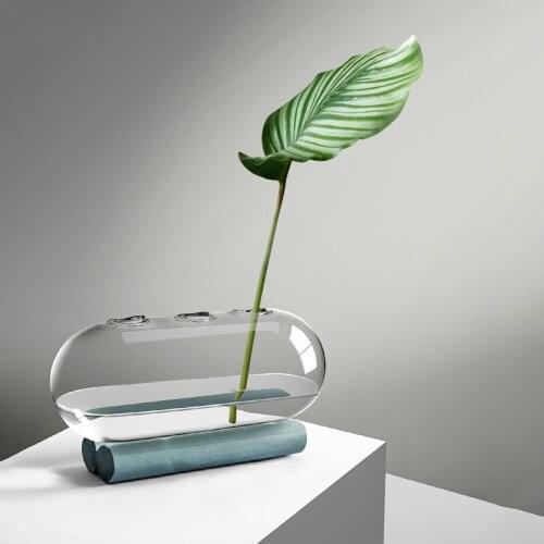 Creative Flower Vase Home Decoration Living Room Tabletop Decoration Green Water Hydroponic Plant Glass Vase