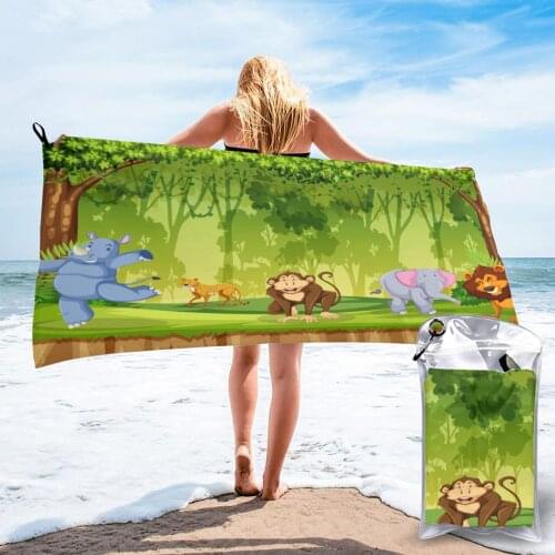 Ultralight Compact Quick Drying Towel Wild Animal Forest Microfiber Camping Hiking Hand Face Towel Outdoor Travel Kits