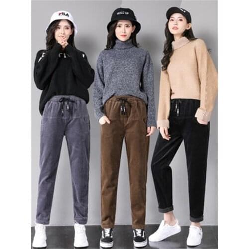 Corduroy pants women spring and autumn new loose fashion trousers students thickening Harlan casual pants S-2XL