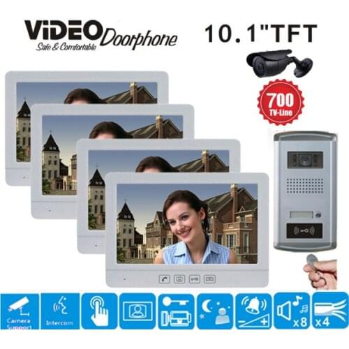 ZHUDELE brand luxury 10.1" Video Door Phone Touch button Doorbell Intercom IR HD camera home Security system with ID card 1V4
