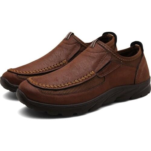 Upscale Men Casual Shoes Fashion Leather Shoes for Men Spring Autumn Mens Flat Shoes Driving Sneakers New Trademark Size 38-47