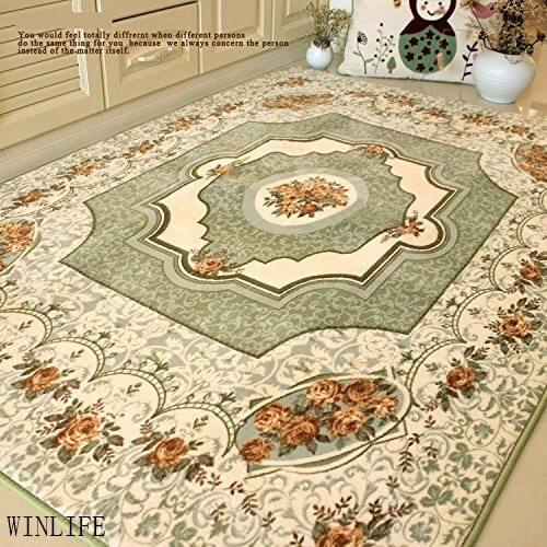 WINLIFE European Rustic Room Mats Mediterranean Roses Bedroom Carpet Modern Large Rugs Beige