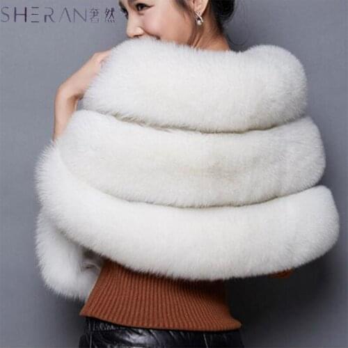 2018 Winter Faux Fur Coats Leather grass fox fur imitation mink fur poncho bridal wedding dress shawl cape women vest fur coat