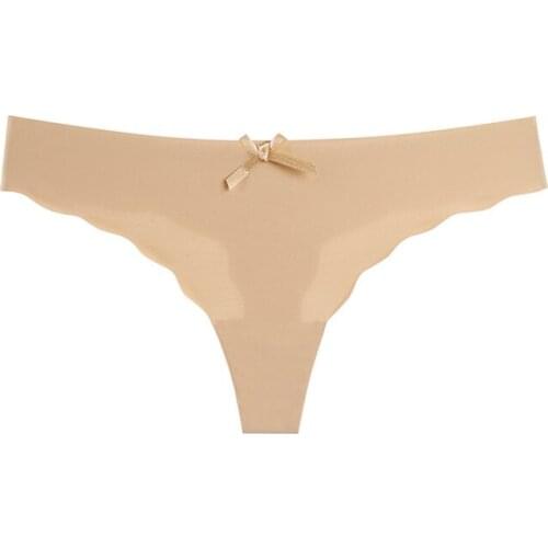 Ladies Fashion Seamless Thongs Feminine Low Waist Panties Casual New Solid Color One Piece Ladies Briefs For Female 4 Size