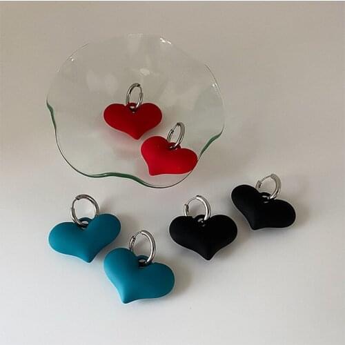 ALLNEWME Hyperbolic Irregular Metal Love Heart Pendant Earrings for Women Ladies Red Black Blue Color Heart Earrings Accessories