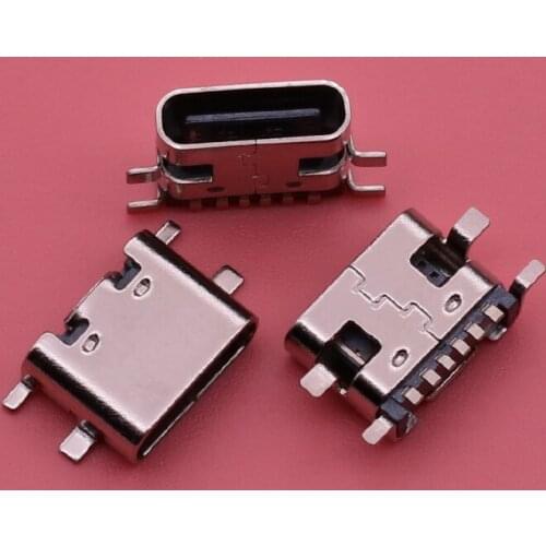 100Pcs/Lot Micro Usb Jack 3.1 Type-C 6Pin Smd4 Female Connector For Mobile Phone Charging Port Socket