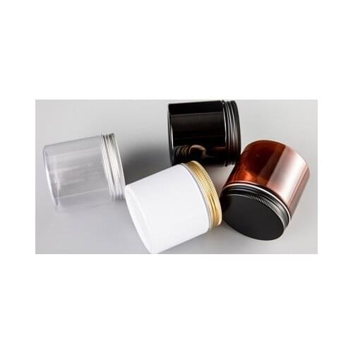 20pcs/lot 200ml amber round pet jar bottle container with transparent/white plastic lids for Cosmetic,food, drug,Packaging