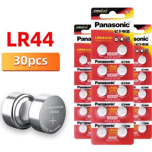 30Pcs/3Packs PANASONIC LR44 A76 AG13 0%Hg SR1154 357 LR 44 1.5V Cell battery batteries For calculator 0%Hg