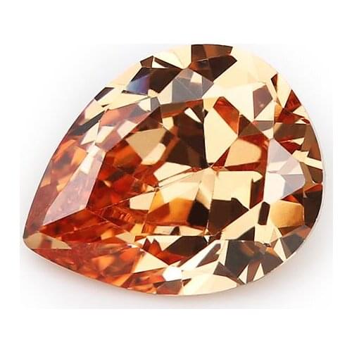 50PCS 2x3~13x18mm Pear Shape Loose CZ Stone Champagne Color AAAAA Cubic zirconia Synthetic stone For Jewelry DIY Gems Stone