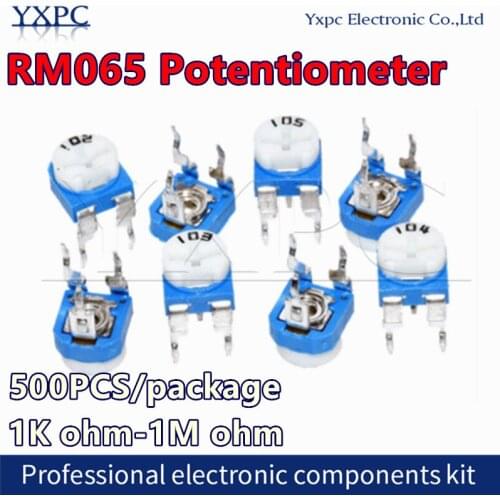 500pcs RM065 RM-065 100R 200 500 1K 2K 5K 10K 20K 50K 100K 200K 500K 1M ohm Trimpot Trimmer Potentiometer variable resistor 103