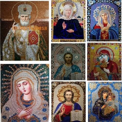 NEW 30*40CM DIY 5D Diamond Embroidery Religion Icons Crystal Round beads Diamond Painting Gift Religious Portrait Cross Stitch